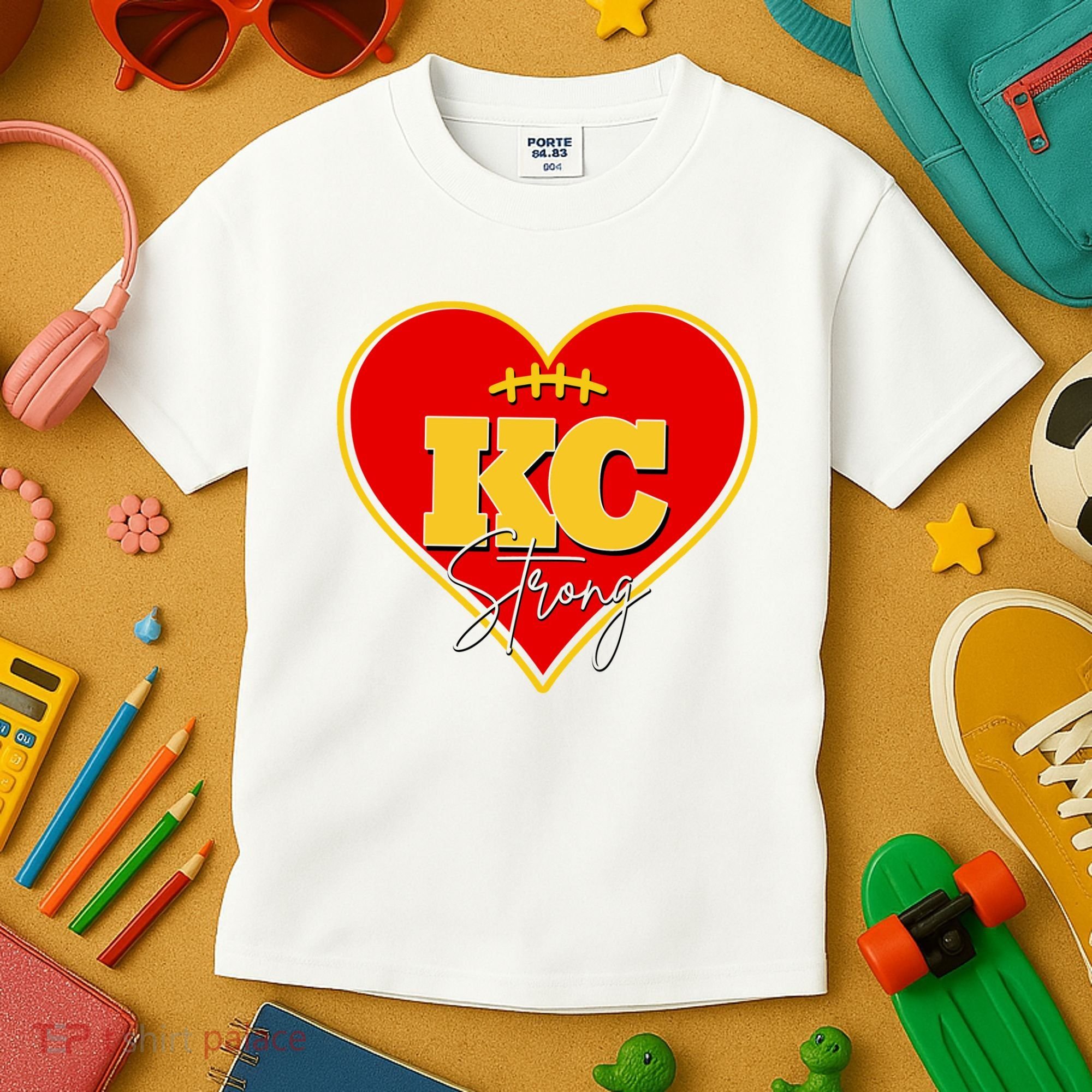 Kansas City Strong Football Heart Awareness Kids T-Shirt