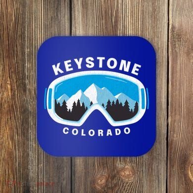 Keystone Colorado Ski Snowboard Goggles Snow Mountain Funny Gift Coaster