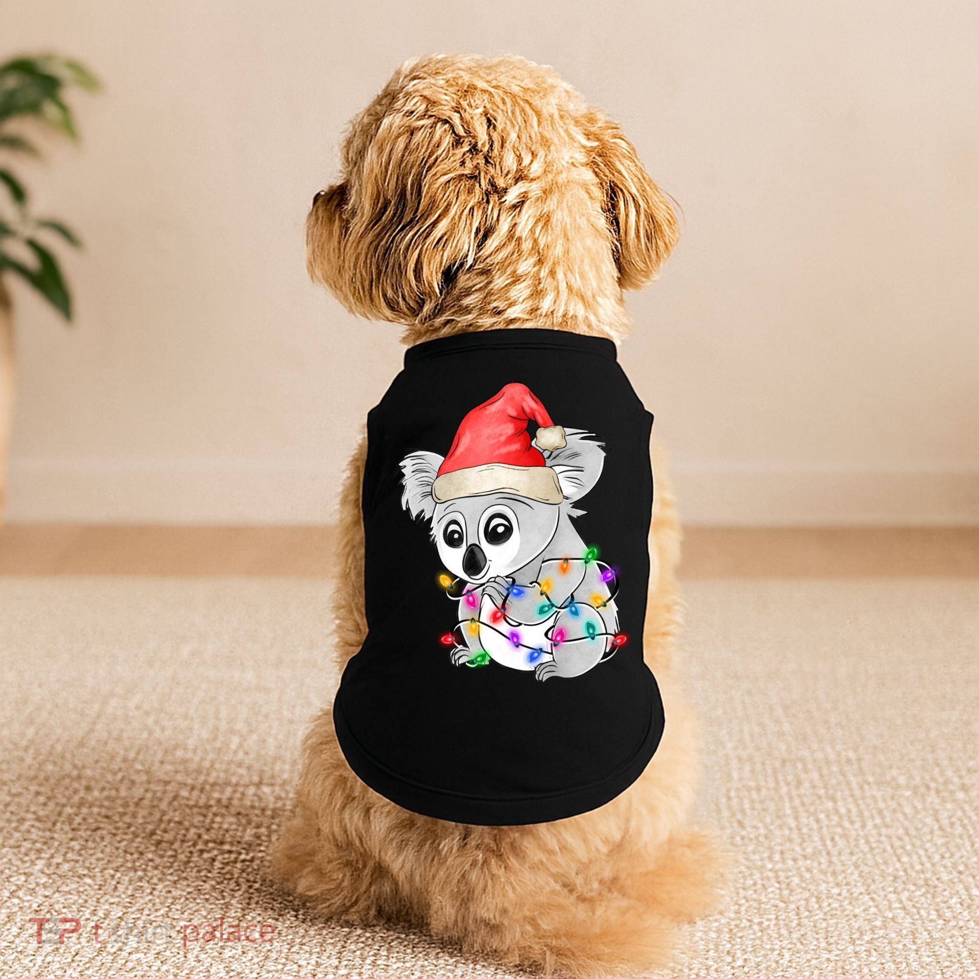 Koala Christmas Tree Light Tangled Pajama Xmas Graphic Great Gift Doggie Tank