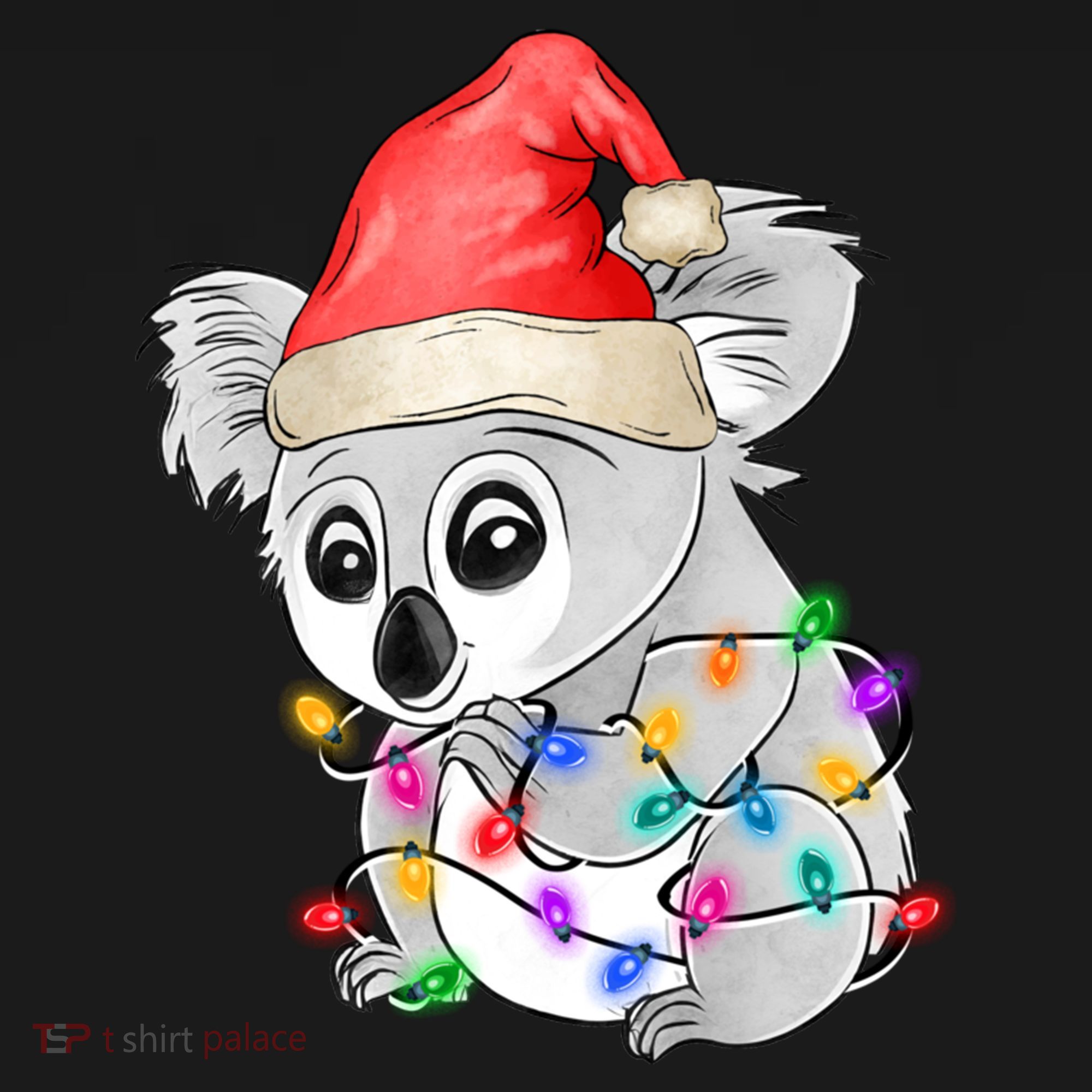 Koala Christmas Tree Light Tangled Pajama Xmas Graphic Great Gift USA-Made Doggie Bandana