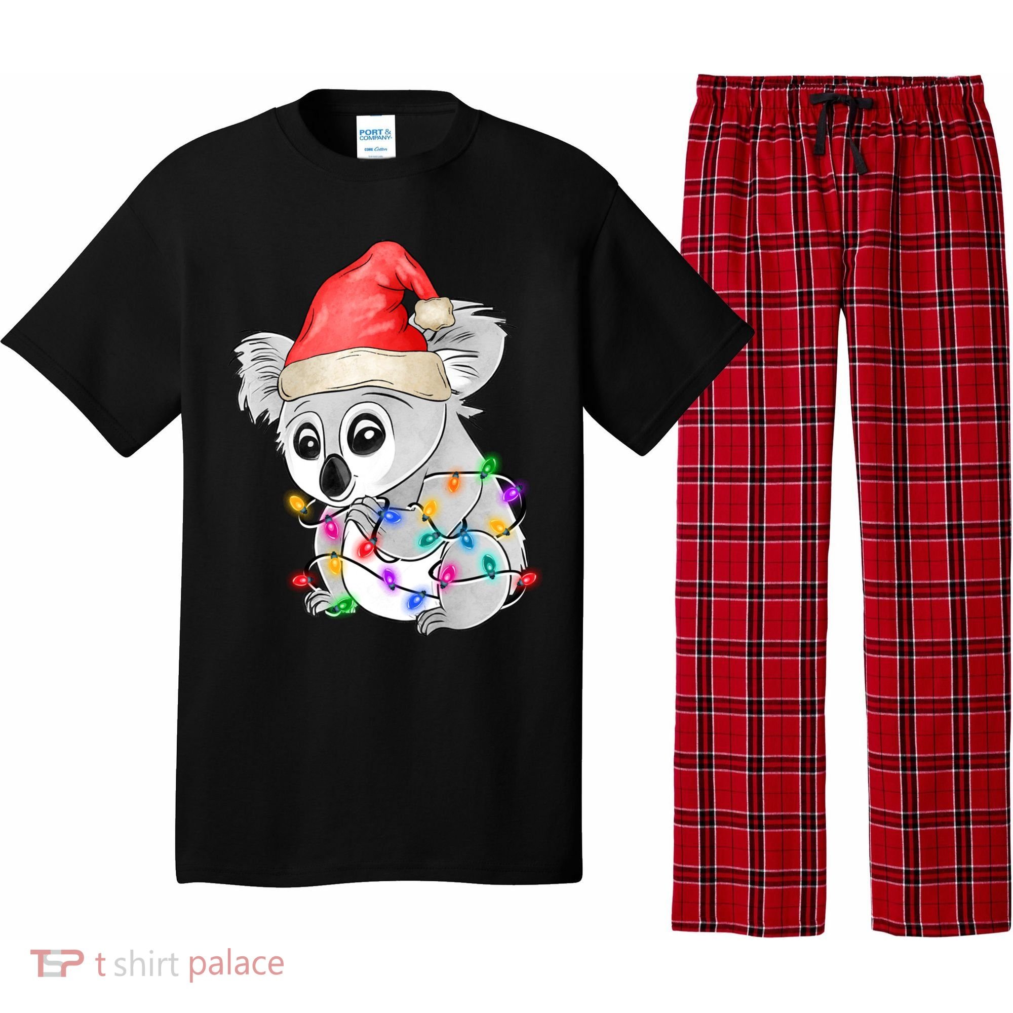 Koala Christmas Tree Light Tangled Pajama Xmas Graphic Great Gift Pajama Set