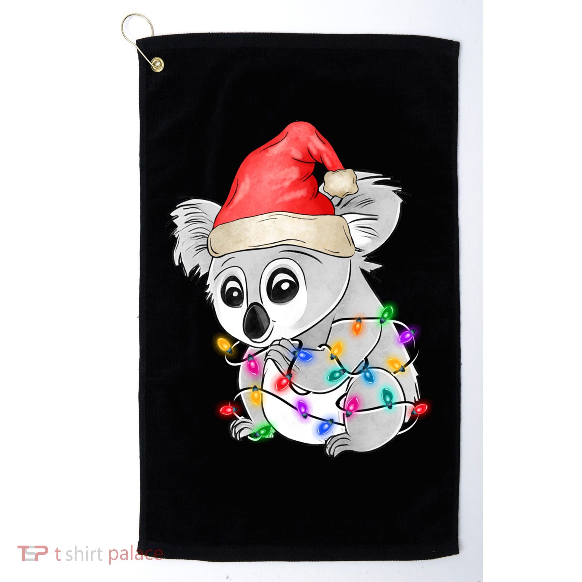 Koala Christmas Tree Light Tangled Pajama Xmas Graphic Great Gift Golf Towel