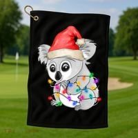 Koala Christmas Tree Light Tangled Pajama Xmas Graphic Great Gift Golf Towel thumb 1