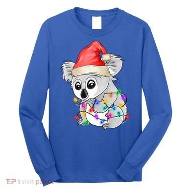 Koala Christmas Tree Light Tangled Pajama Xmas Graphic Great Gift Long Sleeve Shirt