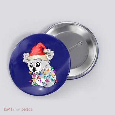 Koala Christmas Tree Light Tangled Pajama Xmas Graphic Great Gift Button