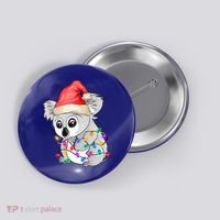 Koala Christmas Tree Light Tangled Pajama Xmas Graphic Great Gift Button thumb 0