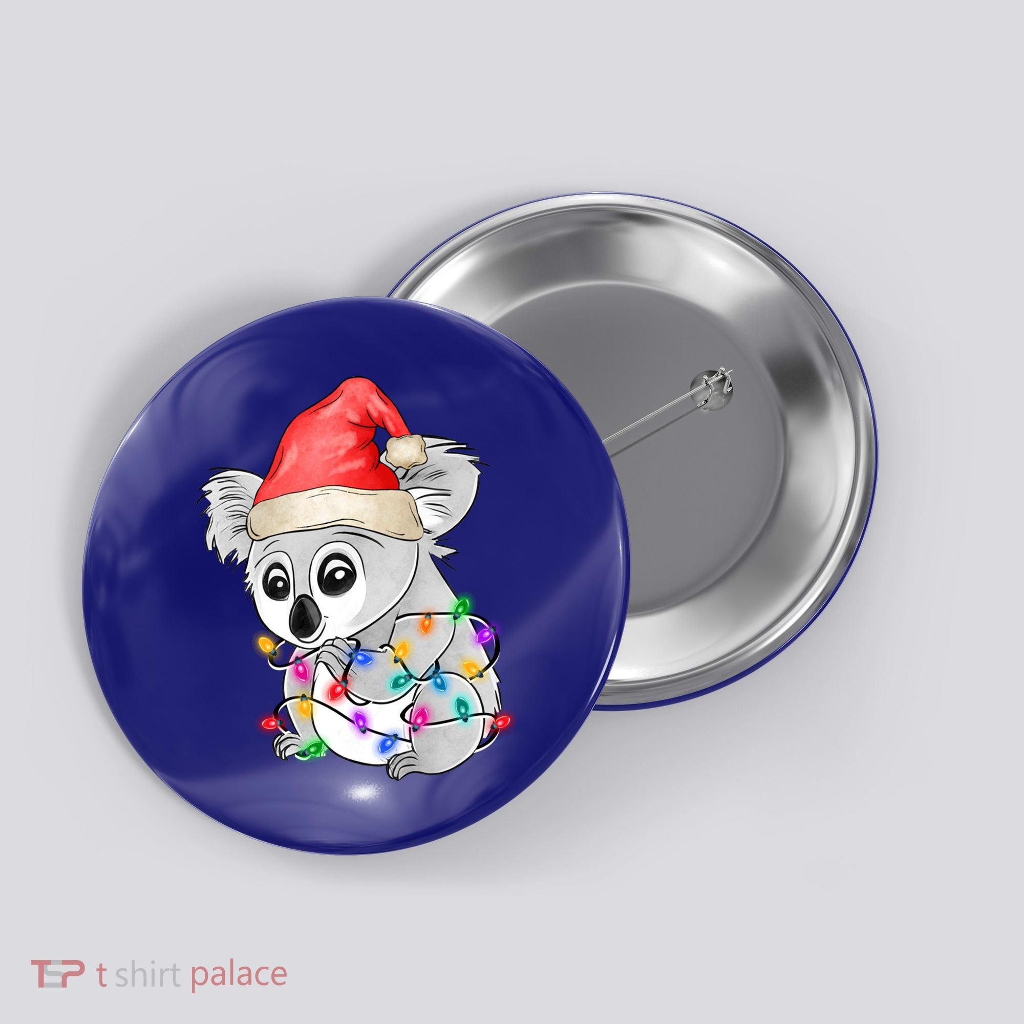 Koala Christmas Tree Light Tangled Pajama Xmas Graphic Great Gift Button