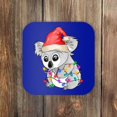 Koala Christmas Tree Light Tangled Pajama Xmas Graphic Great Gift Coaster