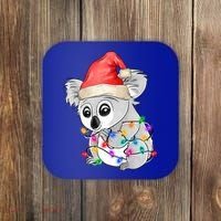 Koala Christmas Tree Light Tangled Pajama Xmas Graphic Great Gift Coaster thumb 0