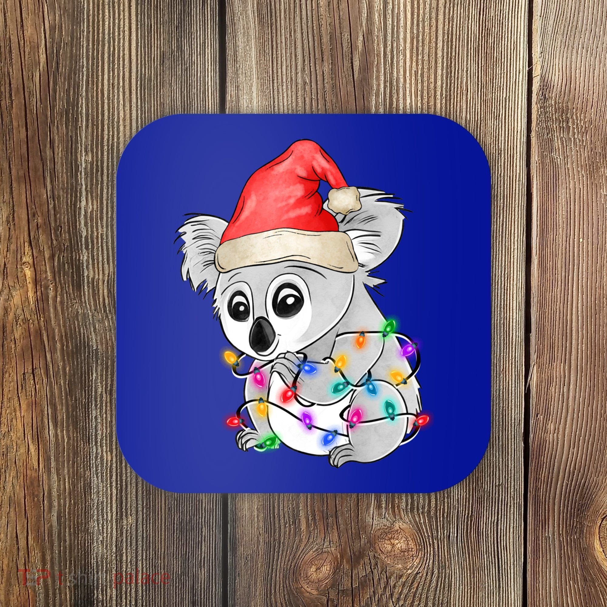 Koala Christmas Tree Light Tangled Pajama Xmas Graphic Great Gift Coaster