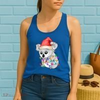 Koala Christmas Tree Light Tangled Pajama Xmas Graphic Great Gift Women's Tank Top thumb 2