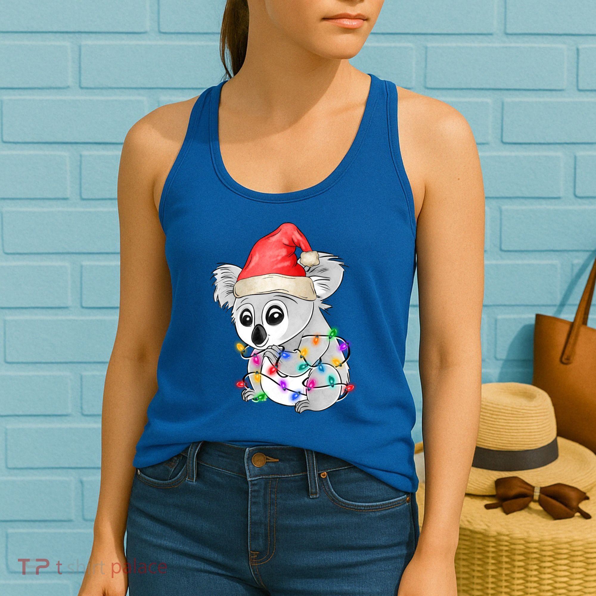 Koala Christmas Tree Light Tangled Pajama Xmas Graphic Great Gift Women's Tank Top