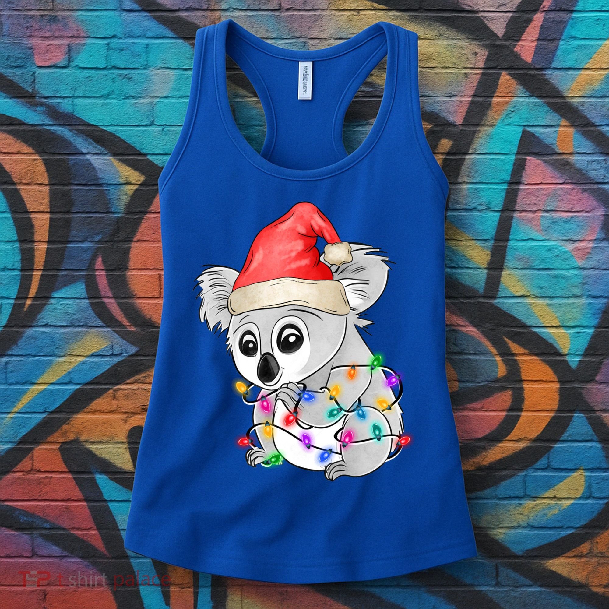 Koala Christmas Tree Light Tangled Pajama Xmas Graphic Great Gift Women's Tank Top