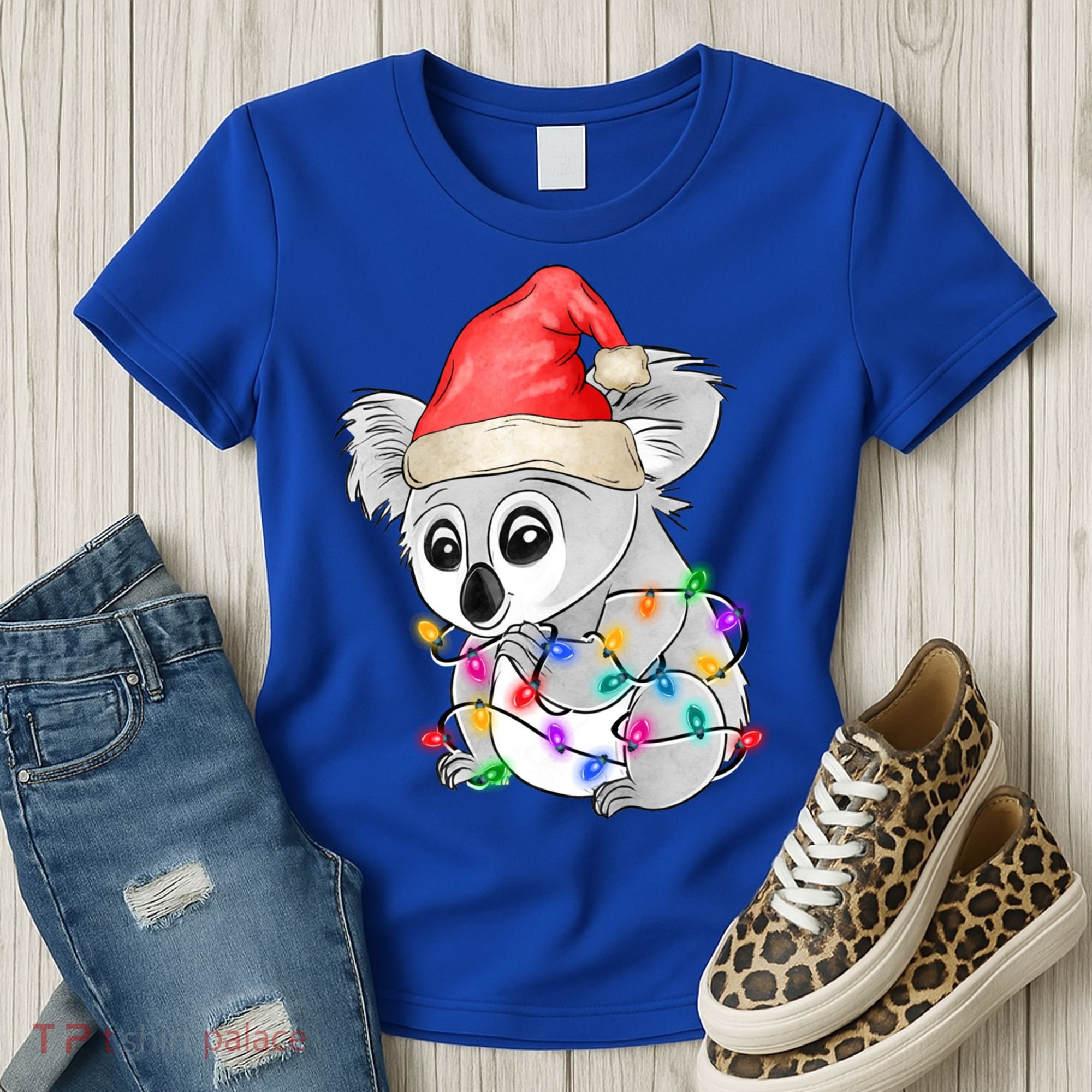 Koala Christmas Tree Light Tangled Pajama Xmas Graphic Great Gift Women's T-Shirt