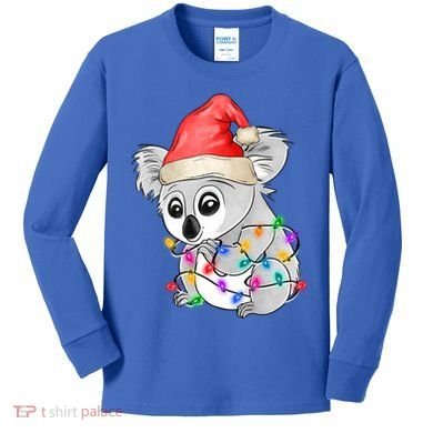Koala Christmas Tree Light Tangled Pajama Xmas Graphic Great Gift Kids Long Sleeve Shirt