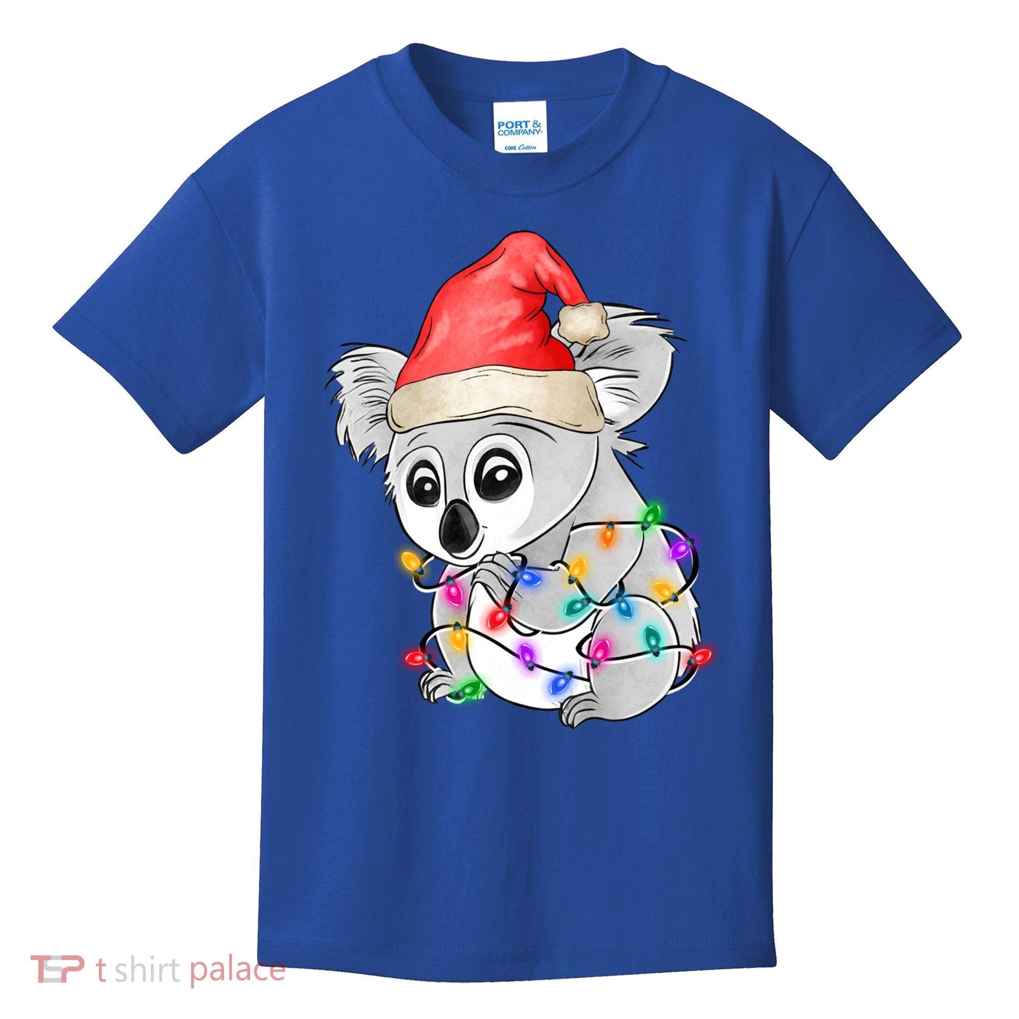 Koala Christmas Tree Light Tangled Pajama Xmas Graphic Great Gift Kids T-Shirt