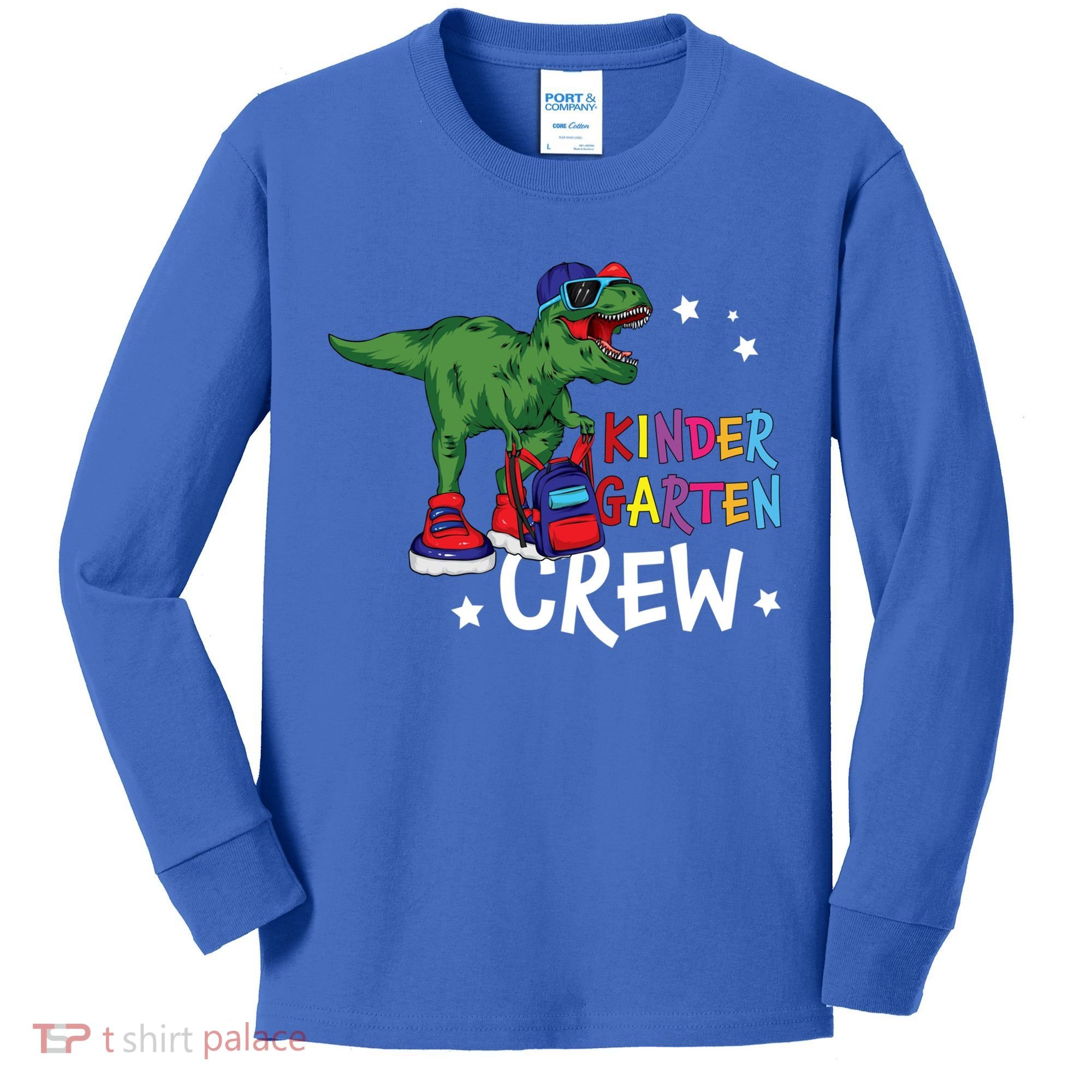 Kindergarten Crew T Rex Cute Kindergarten Great Gift Kids Long Sleeve Shirt