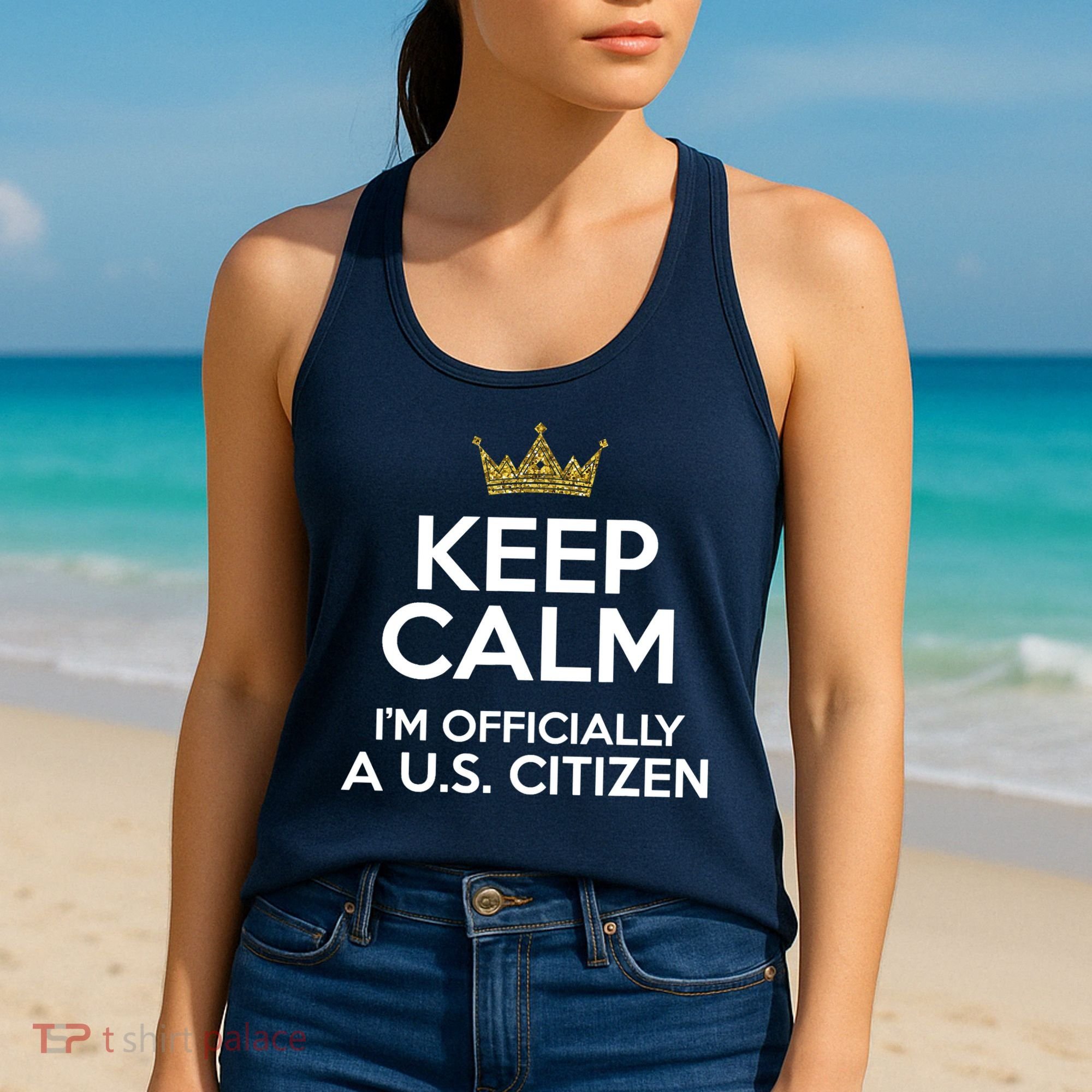 Keep Calm U.S. Citizen American Citizenship Naturalization Women's Tank Top