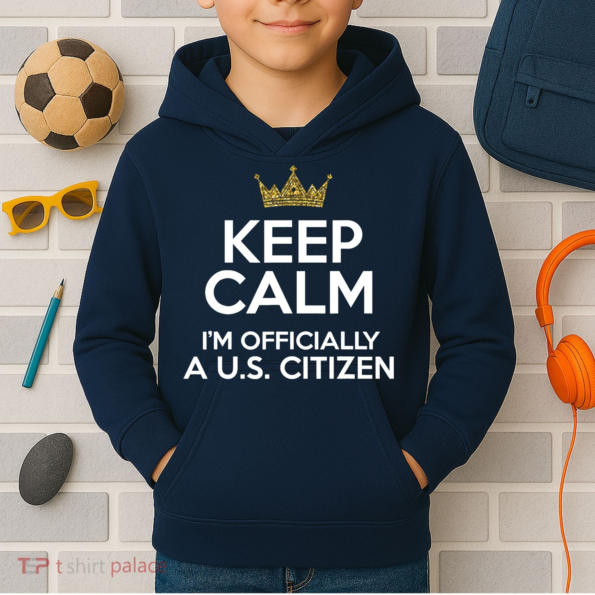Keep Calm U.S. Citizen American Citizenship Naturalization Kids Hoodie