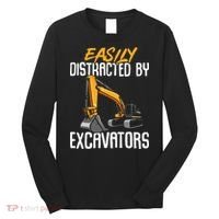 Kids Construction Vehicle Easily Distracted By Excavators Long Sleeve Shirt thumb 0
