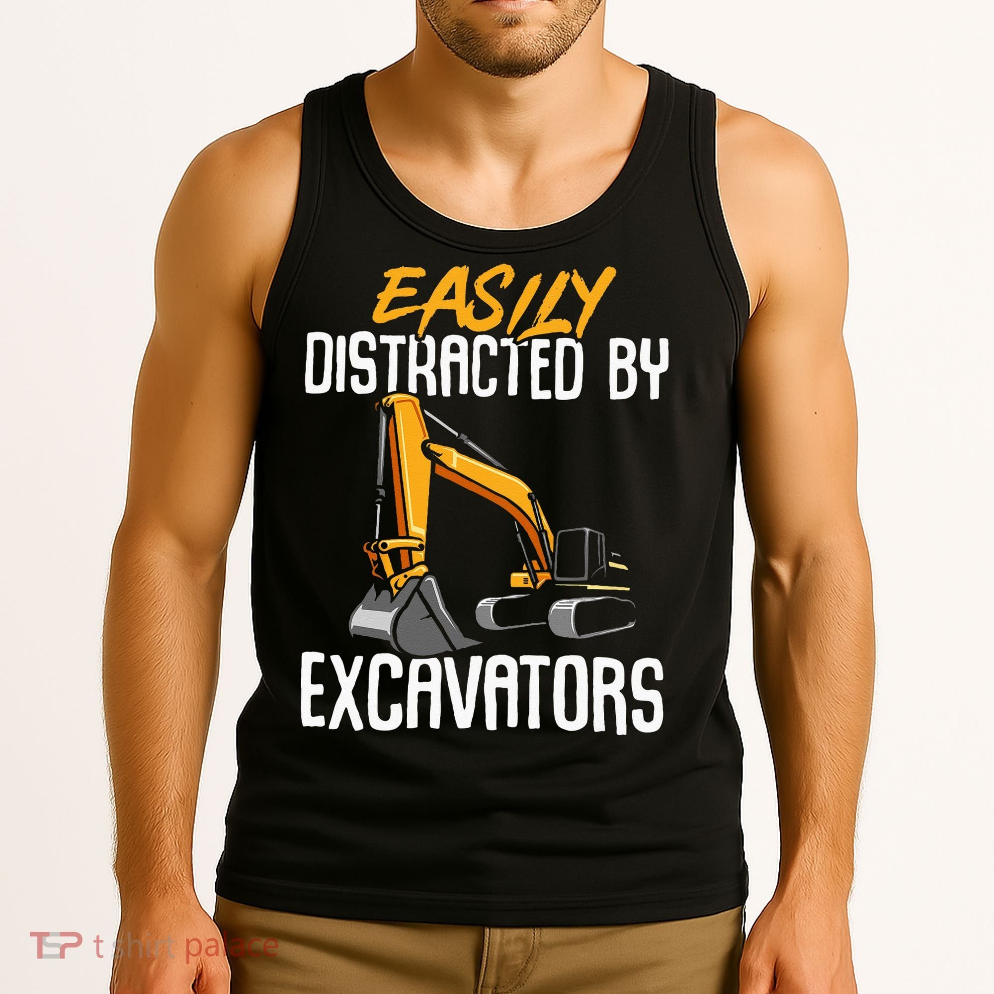 Kids Construction Vehicle Easily Distracted By Excavators Tank Top