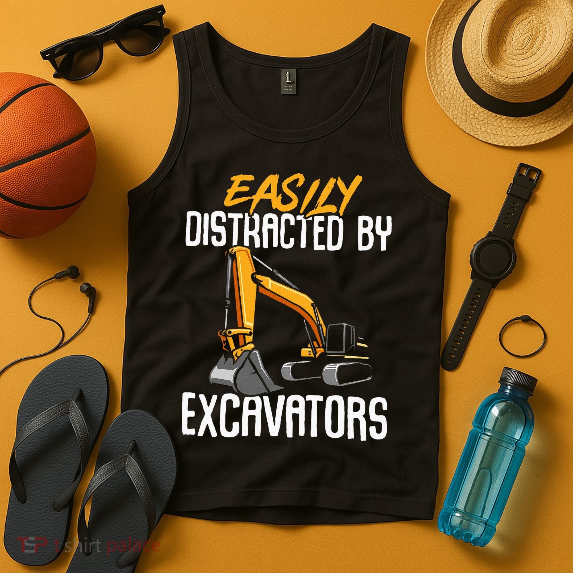Kids Construction Vehicle Easily Distracted By Excavators Tank Top
