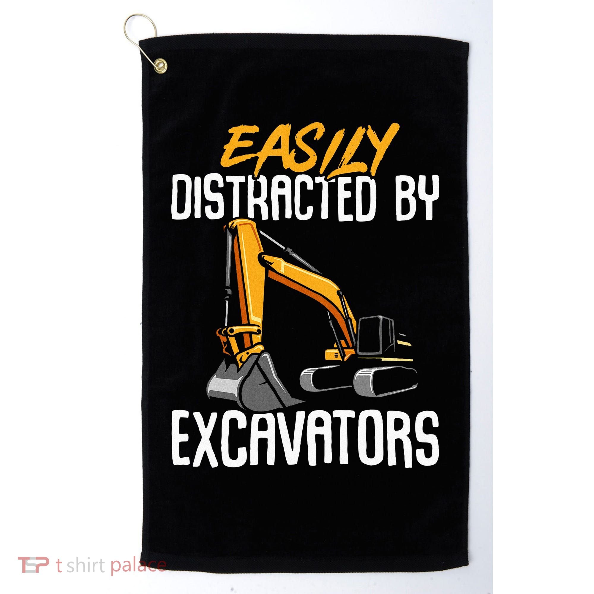 Kids Construction Vehicle Easily Distracted By Excavators Golf Towel