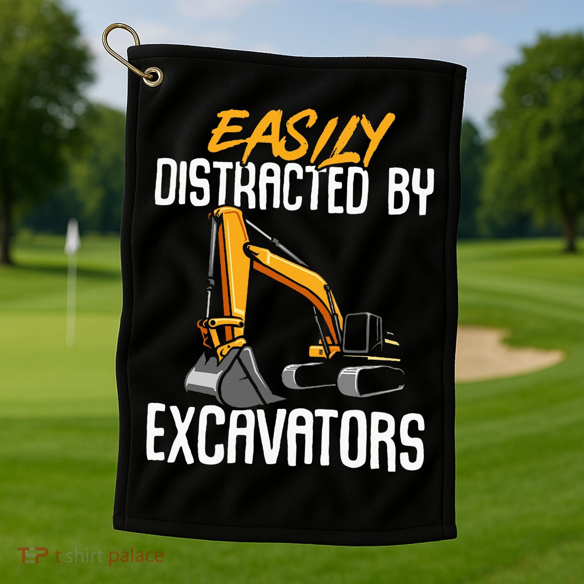 Kids Construction Vehicle Easily Distracted By Excavators Golf Towel