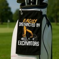 Kids Construction Vehicle Easily Distracted By Excavators Golf Towel thumb 2
