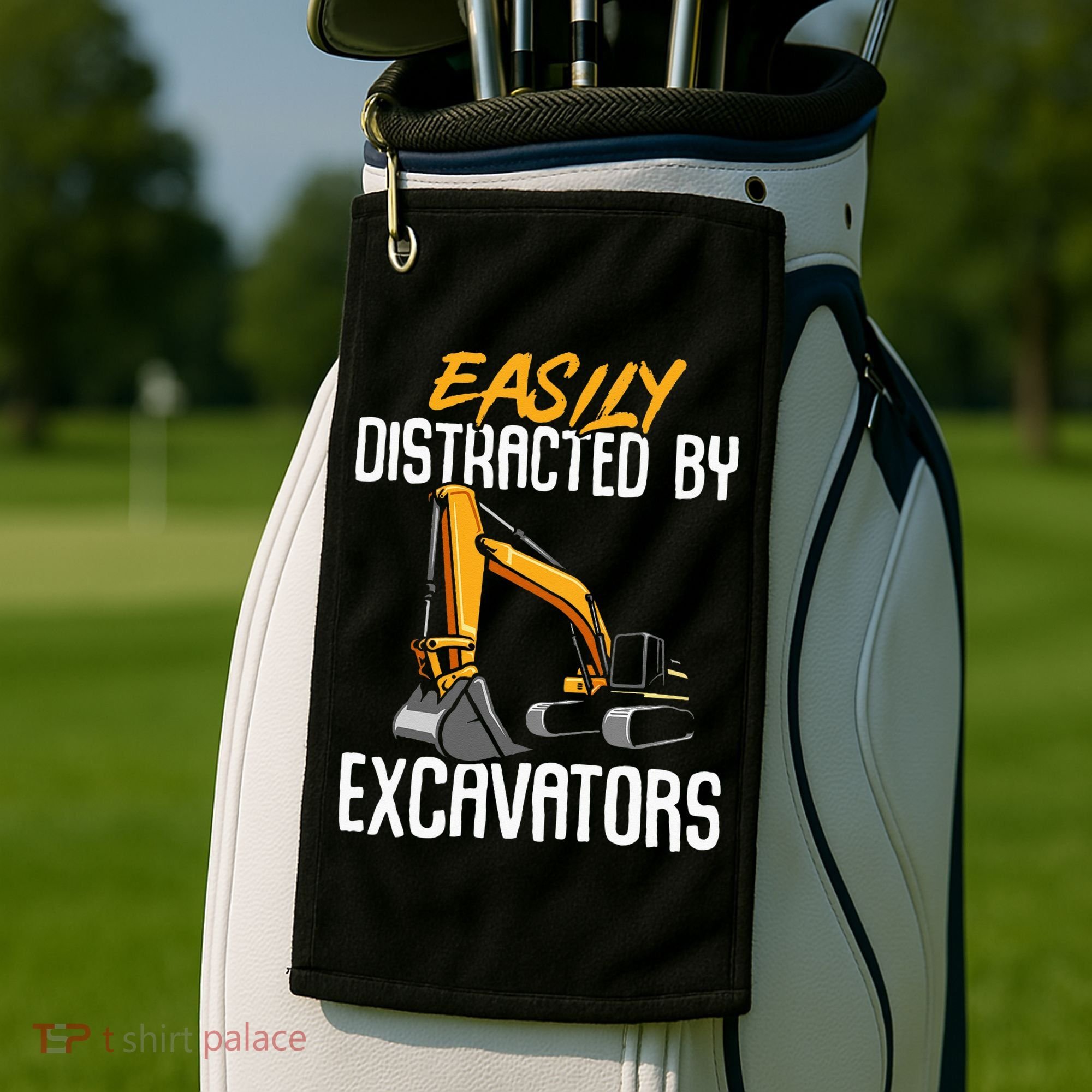 Kids Construction Vehicle Easily Distracted By Excavators Golf Towel