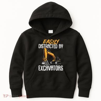 Kids Construction Vehicle Easily Distracted By Excavators Kids Hoodie