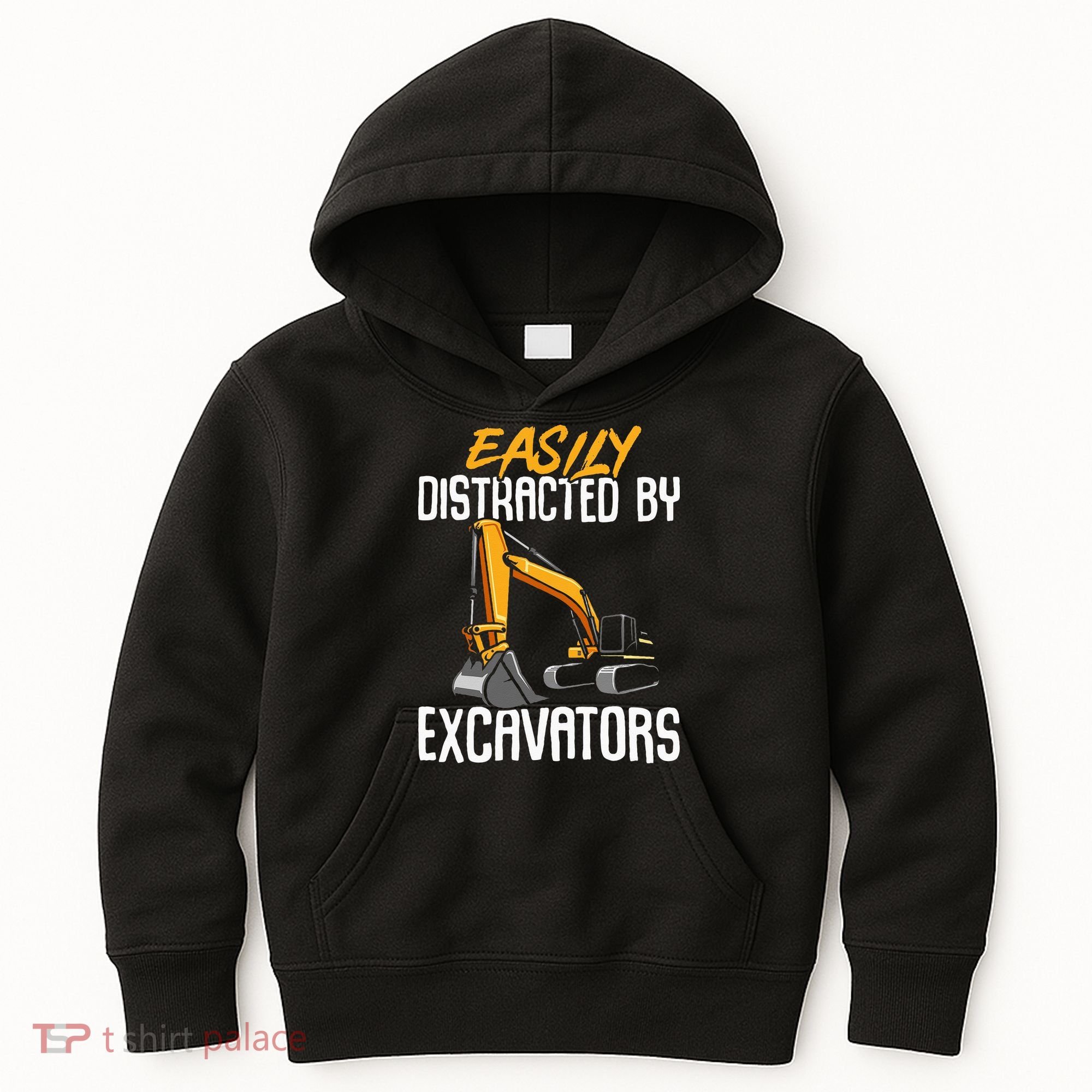 Kids Construction Vehicle Easily Distracted By Excavators Kids Hoodie