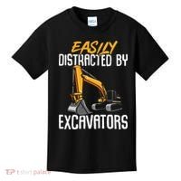 Kids Construction Vehicle Easily Distracted By Excavators Kids T-Shirt thumb 0