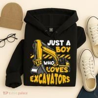 Kids Construction Vehicle Just A Boy Who Loves Excavators Hoodie thumb 4