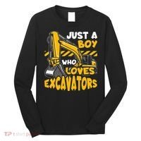 Kids Construction Vehicle Just A Boy Who Loves Excavators Long Sleeve Shirt thumb 0