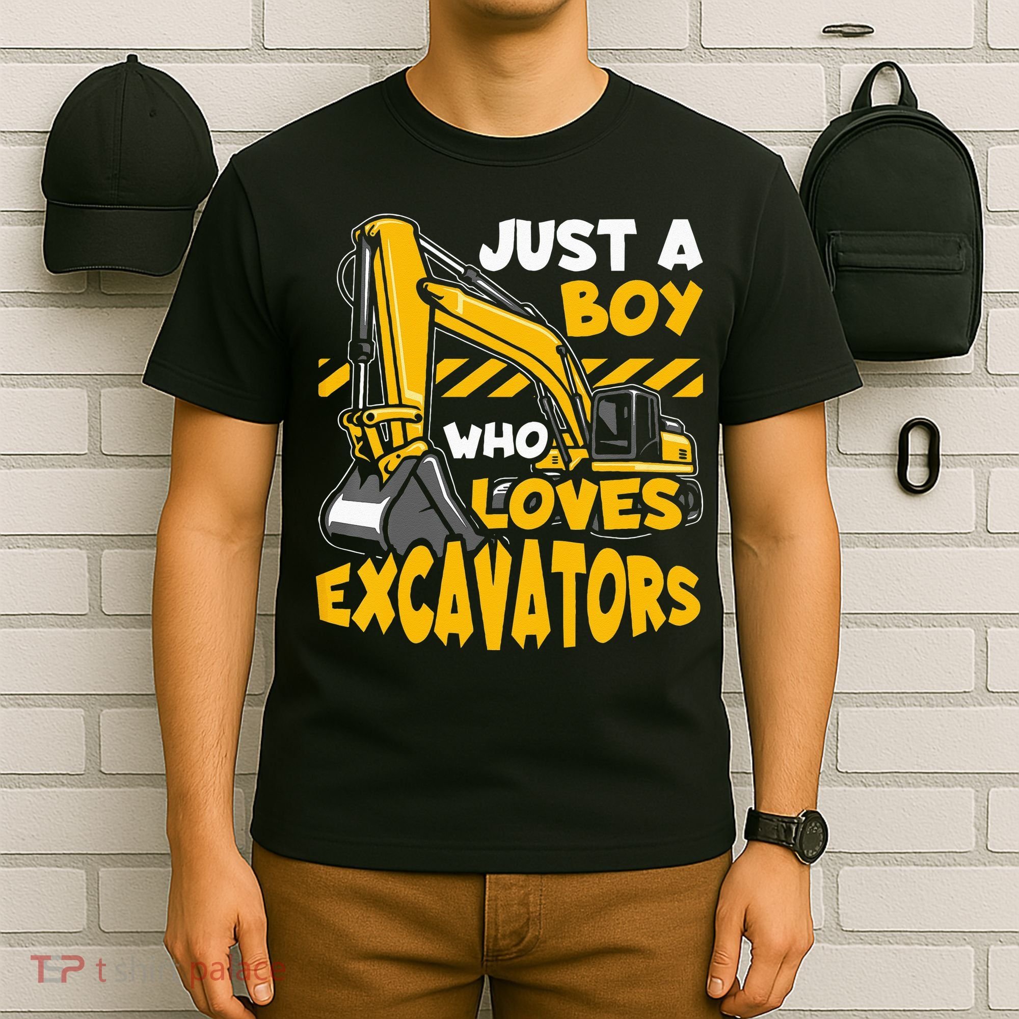 Kids Construction Vehicle Just A Boy Who Loves Excavators T-Shirt