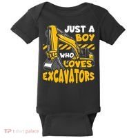 Kids Construction Vehicle Just A Boy Who Loves Excavators Baby Bodysuit thumb 0