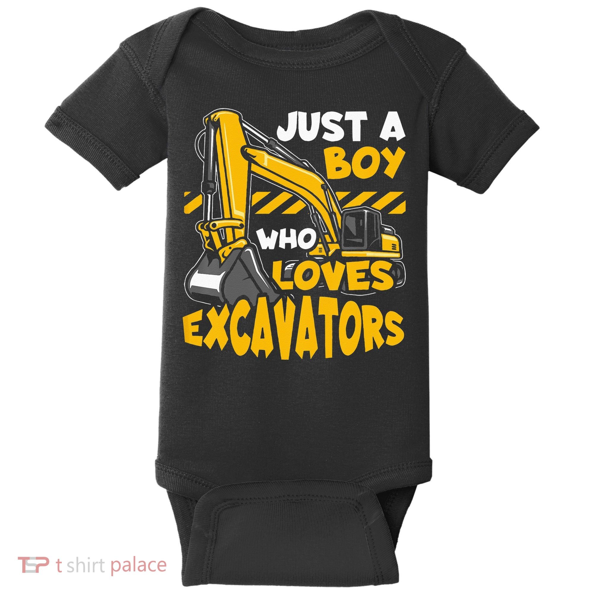 Kids Construction Vehicle Just A Boy Who Loves Excavators Baby Bodysuit