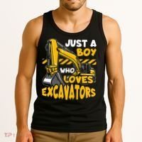 Kids Construction Vehicle Just A Boy Who Loves Excavators Tank Top thumb 3