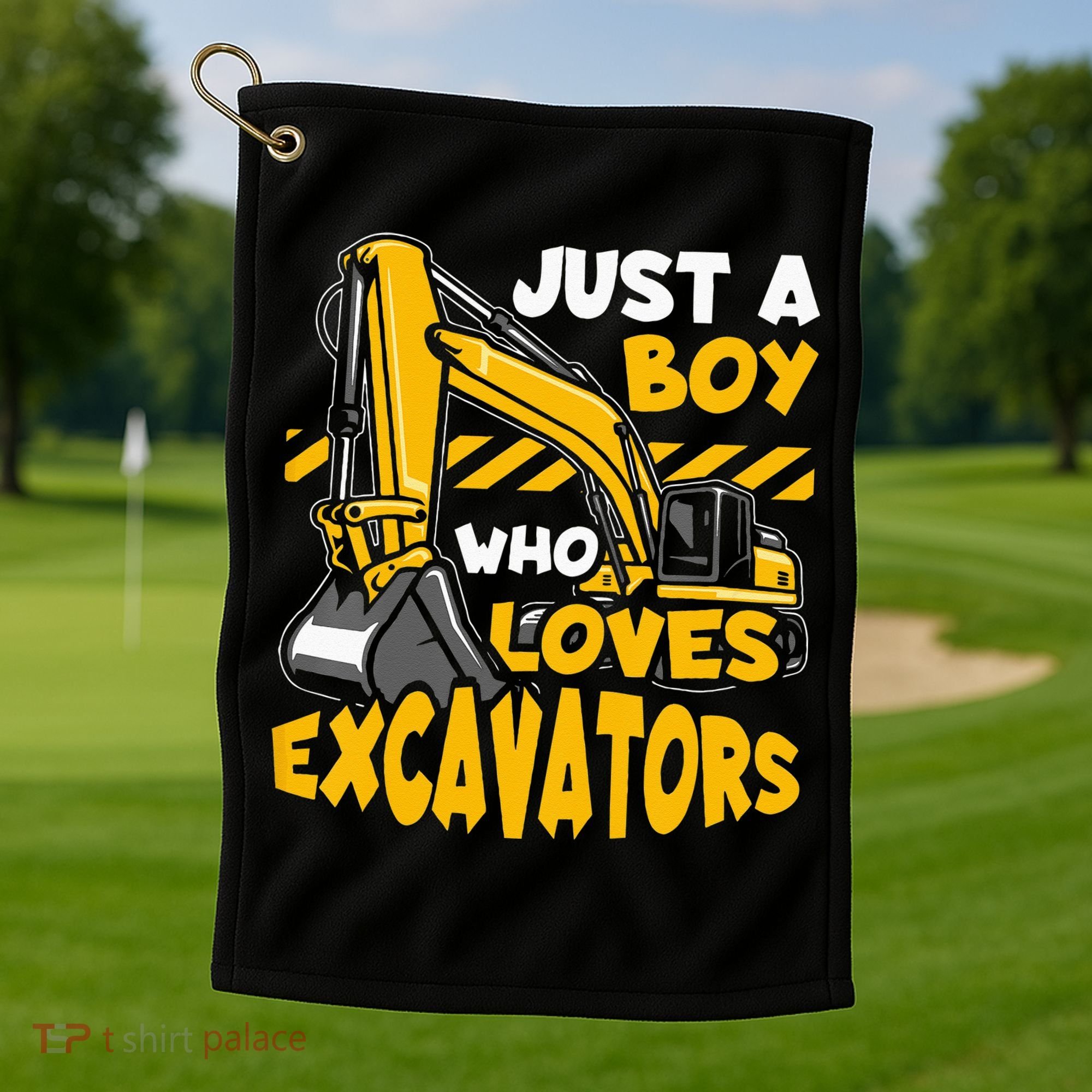 Kids Construction Vehicle Just A Boy Who Loves Excavators Golf Towel