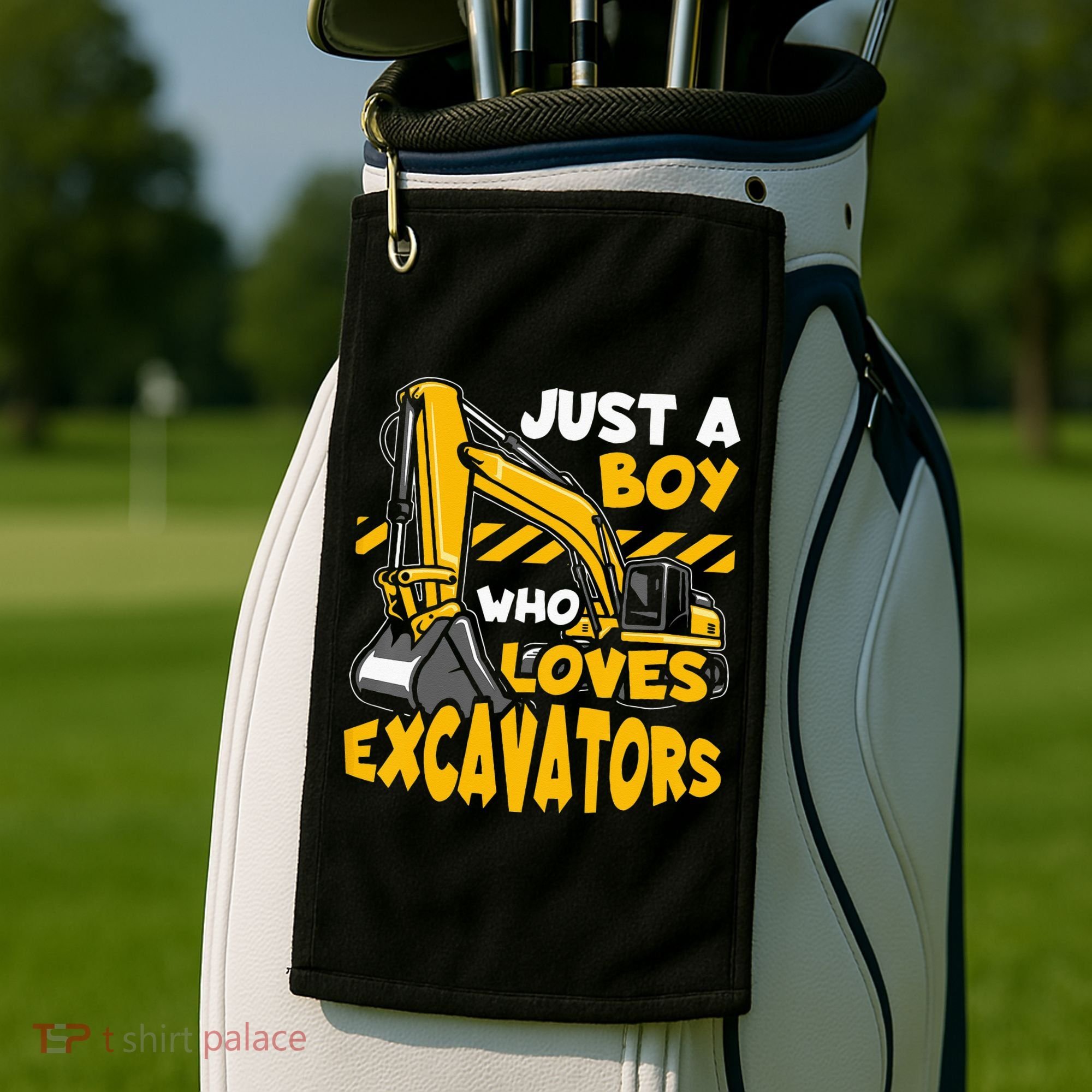 Kids Construction Vehicle Just A Boy Who Loves Excavators Golf Towel