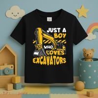 Kids Construction Vehicle Just A Boy Who Loves Excavators Toddler T-Shirt thumb 3
