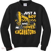 Kids Construction Vehicle Just A Boy Who Loves Excavators Kids Sweatshirt thumb 0