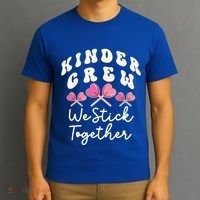 Kinder Crew We Stick Together Kindergarten Has Heart Teacher Gift T-Shirt thumb 3