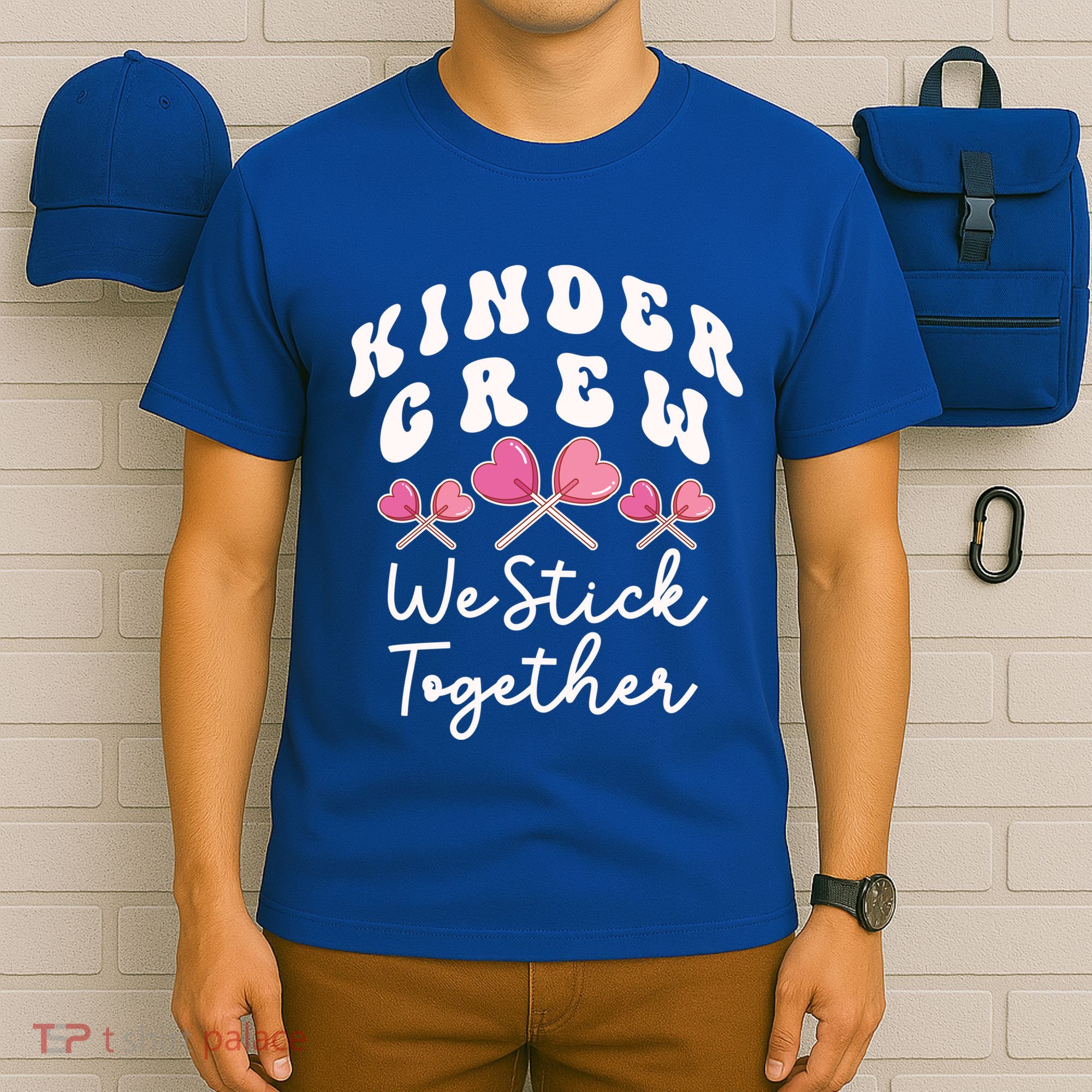 Kinder Crew We Stick Together Kindergarten Has Heart Teacher Gift T-Shirt