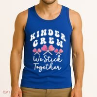 Kinder Crew We Stick Together Kindergarten Has Heart Teacher Gift Tank Top thumb 3