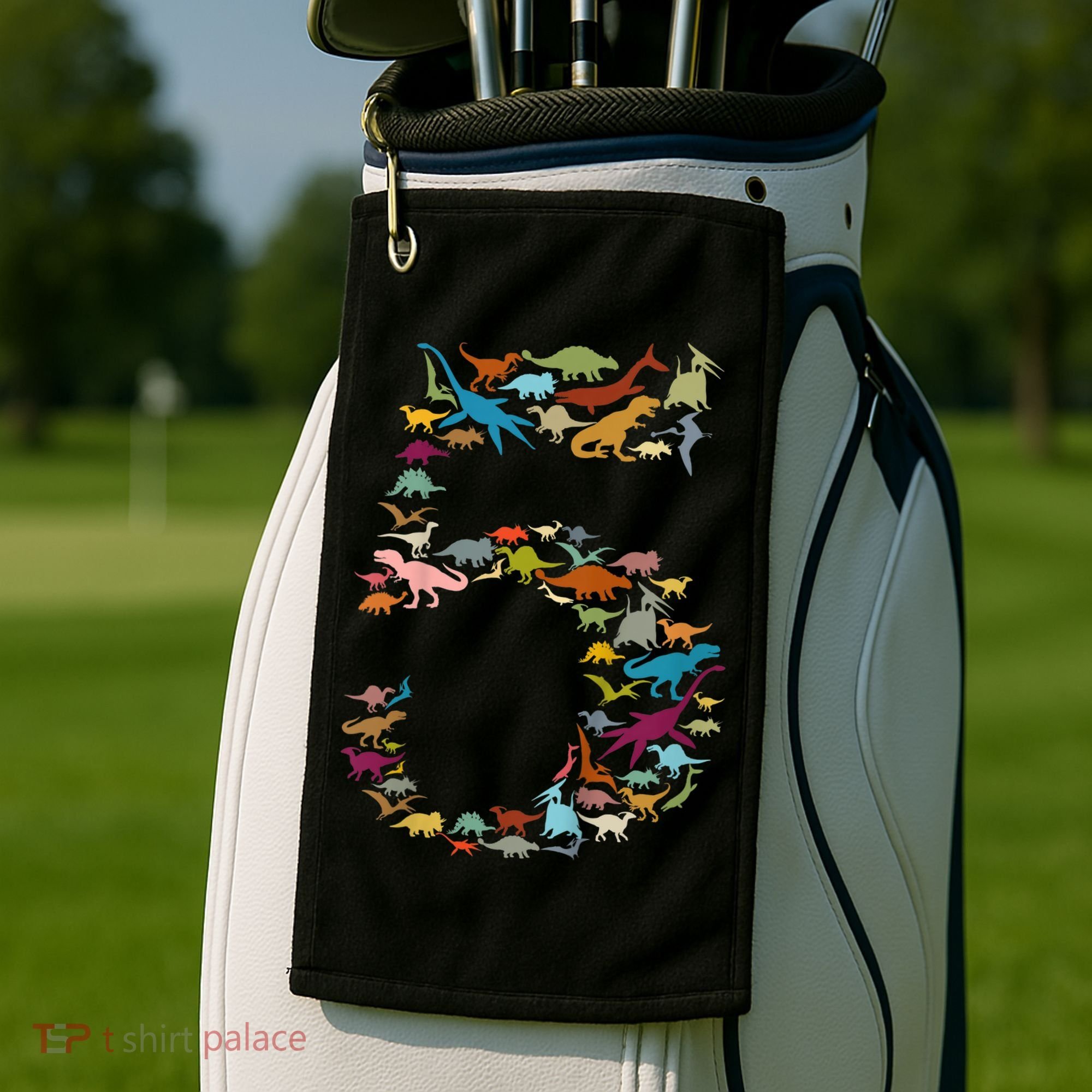 Kids Dinosaur 5th Birthday Boy 5 Year Old Tgiftrex Party Rawr Gift Golf Towel
