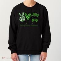 Kidney Disease Awareness Peace Love Cure Green Ribbon Messy Bun Kidney Women's Sweatshirt thumb 0