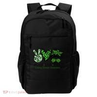 Kidney Disease Awareness Peace Love Cure Green Ribbon Messy Bun Kidney Backpack thumb 0