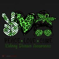 Kidney Disease Awareness Peace Love Cure Green Ribbon Messy Bun Kidney Coaster thumb 2